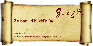 Zakar Ádám névjegykártya